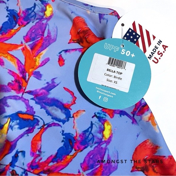 Tzu Tzu Bella Birdie Blue Sleeveless Quarter Zip Golf Top - Picture 4 of 6